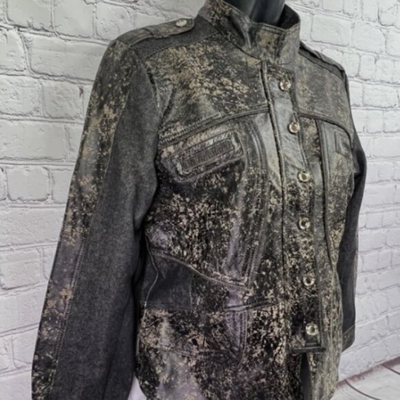 H-D Black Leather Denim Jacket Sexy Moto Biker Riding Women's Medium Harley - Picture 6 of 16